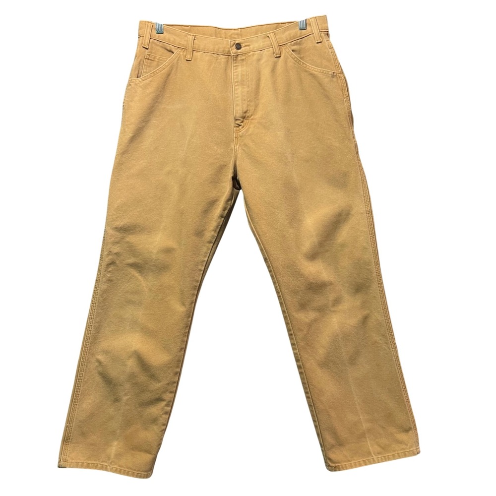 Vintage 90s Dickies Carpenter Pants 36x30 Tan Duck Canvas Workwear Utility Y2K‎